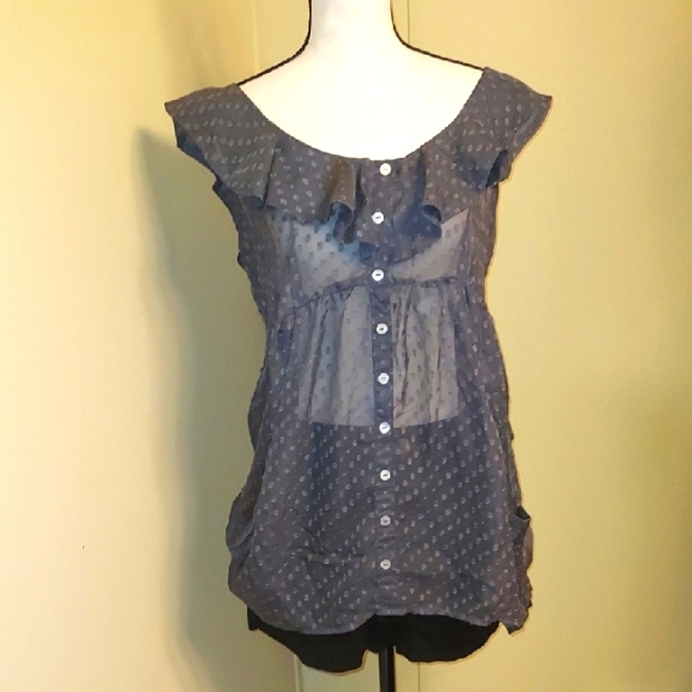 Daniel Rainn Charcoal Dotted Blouse